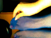 Medias de rejilla asiática puta se masturba y gime