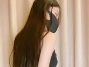 Asiático Skinny Máscaras Chica Consolador Masturbación